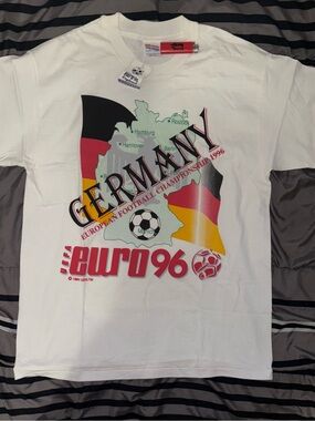Hanes Sport Germany T-Shirt Euro 96 Map German Cities Large NWT